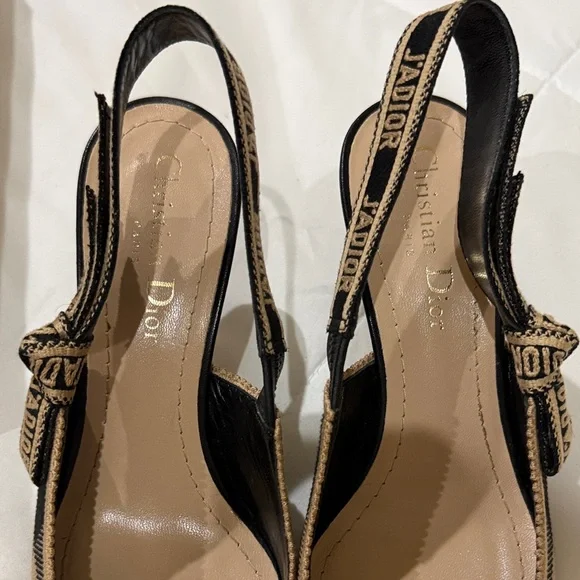 Dior Black and Tan Check Heels - Picture 9 of 11